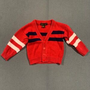 Vintage Boys 4T‎ Sporty Knit Cardigan Sweater Nautical Ramie Cotton Preppy
